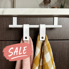 Handdoekstang over keukenkastdeur - Wit | incl. 2x magneet-lus