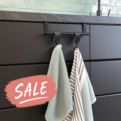 Handdoekstang over keukenkastdeur - Zwart | incl. 2x S-haak hangers