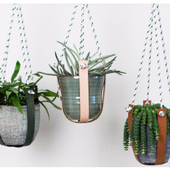 Pflanzenaufhänger aus Leder | mit Seil