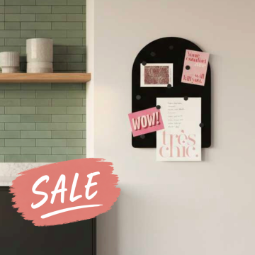 ROMY magneetbord 50x35 - Zwart - magneten 9 stuks Salmon/heather/grey N