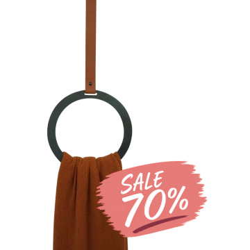 Stalen ring / Cognac leer