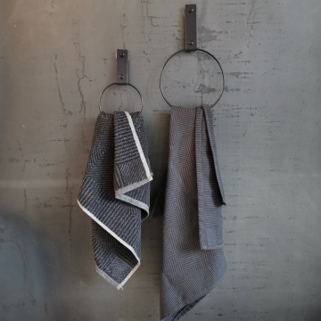 Leren handdoekring - maat M / Vintage Grey